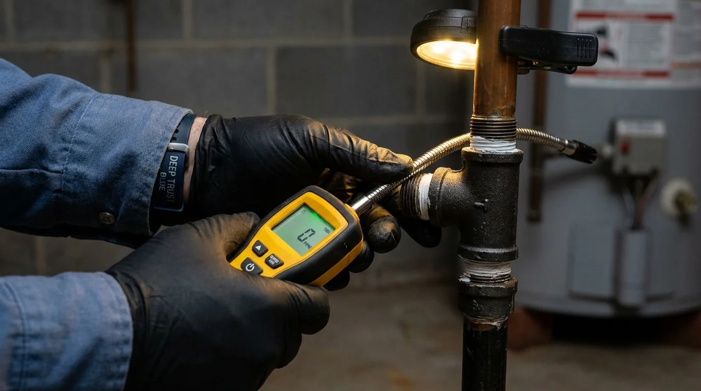 Gas leak detection with electronic sniffer by Johns Plumbing LLC in New Bern