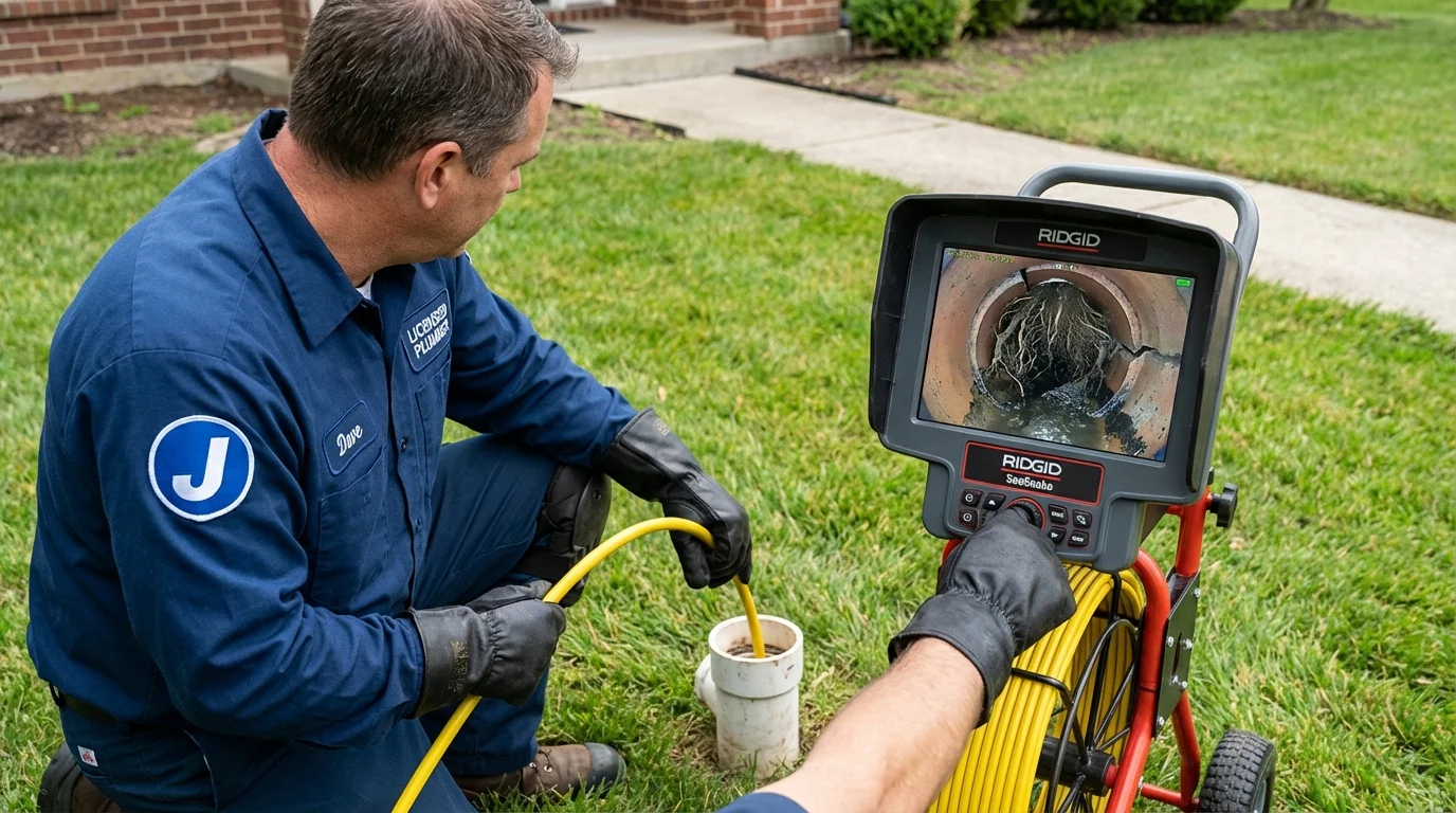 Sewer camera inspection being performed by Johns Plumbing LLC in New Bern